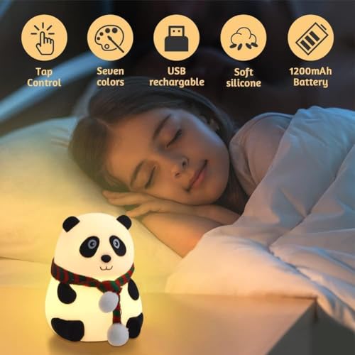 Cute Panda Touch Lamp – 7 Color LED Night Light